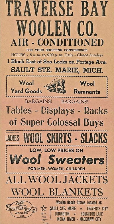 Traverse Bay Woolen - Old Flyer (newer photo)